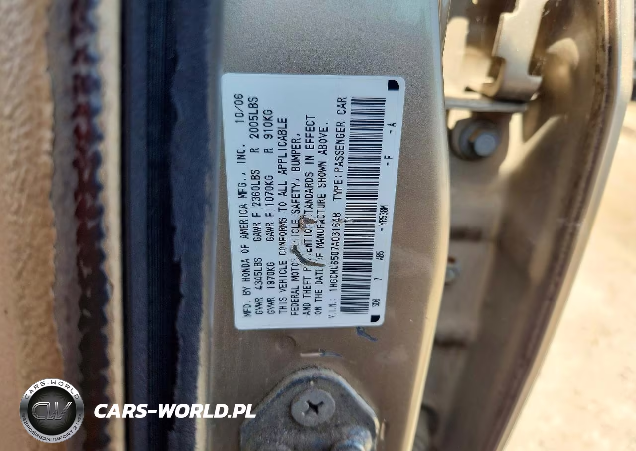 2007 Honda Accord Ex VIN:1HGCM66507A031648 - 13