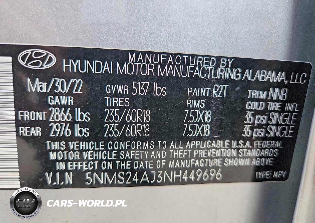 2022 Hyundai Santa Fe Sel VIN:5NMS24AJ3NH449696 - 13