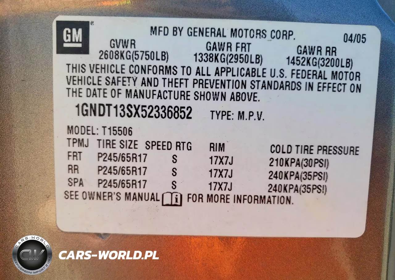 2005 Chevrolet Trailblazer VIN:1GNDT13SX52336852 - 12
