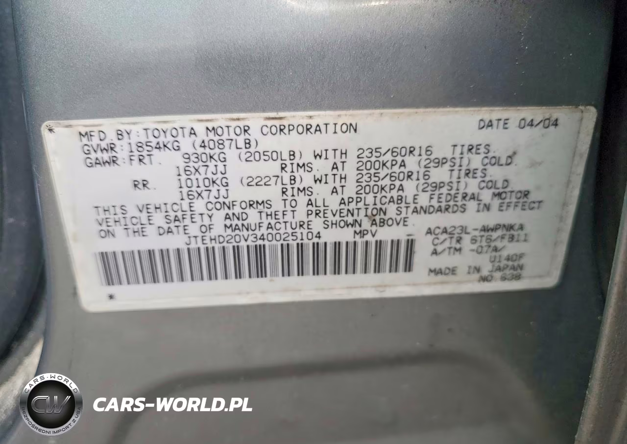 2004 Toyota Rav4 Base VIN:JTEHD20V340025104 - 12