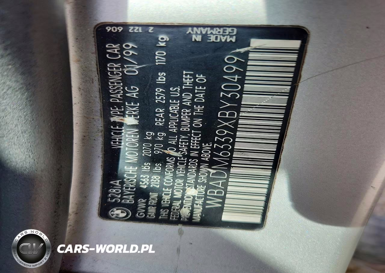 1999 BMW 528 I Automatic VIN:WBADM6339XBY30499 - 12