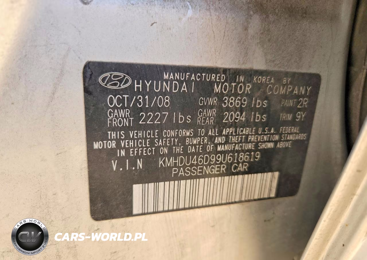 2009 Hyundai Elantra Gls VIN:KMHDU46D99U618619 - 12