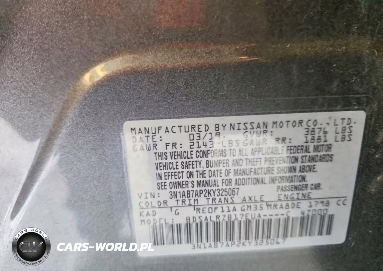 2019 Nissan Sentra Sr VIN:3N1AB7AP2KY325067 - 12