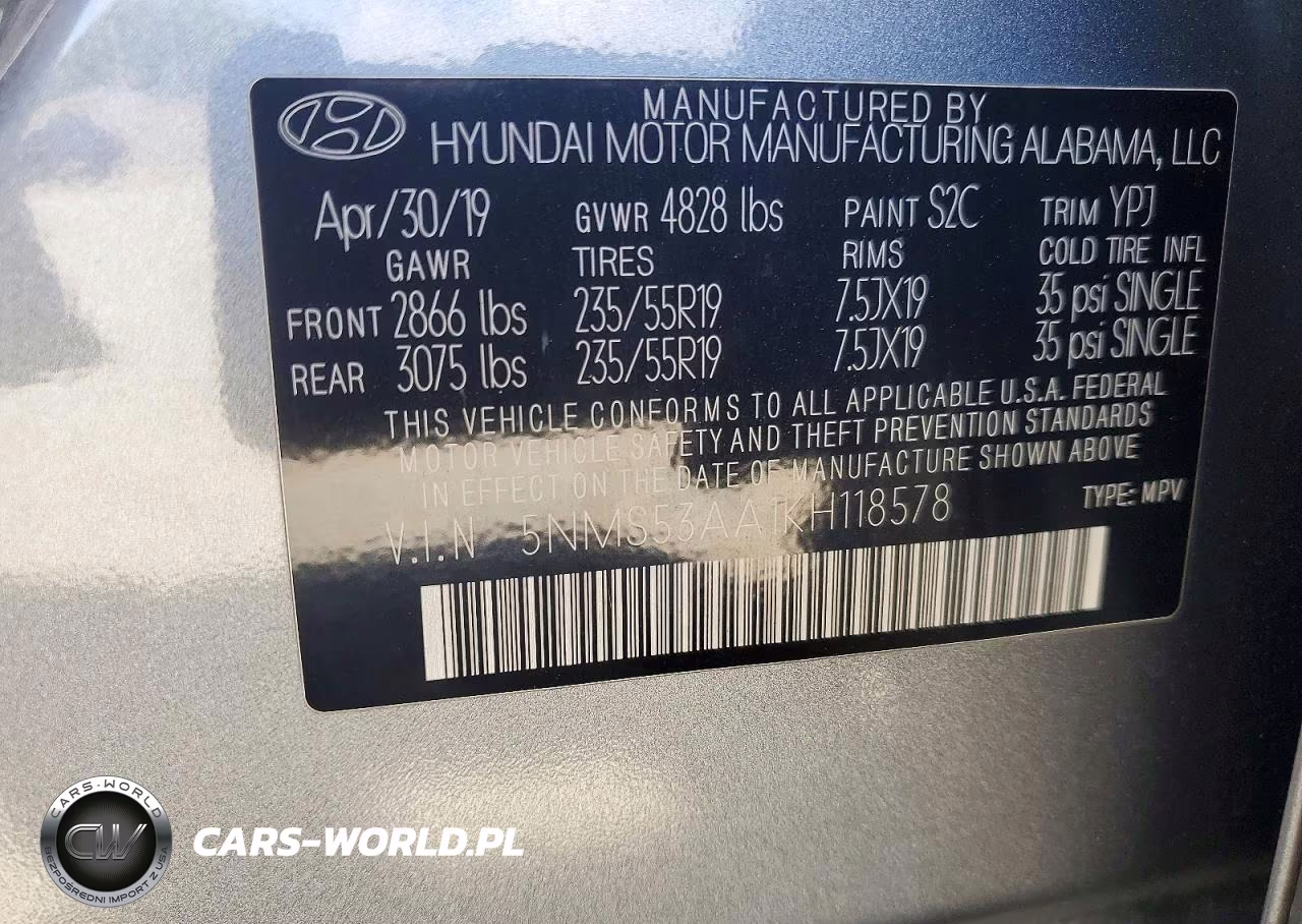 2019 Hyundai Santa Fe Ultimate 2.0T VIN:5NMS53AA1KH118578 - 13