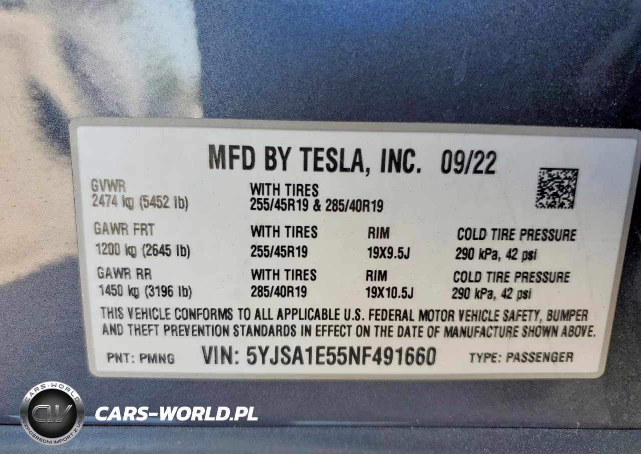 2022 Tesla Model S VIN:5YJSA1E55NF491660 - 13