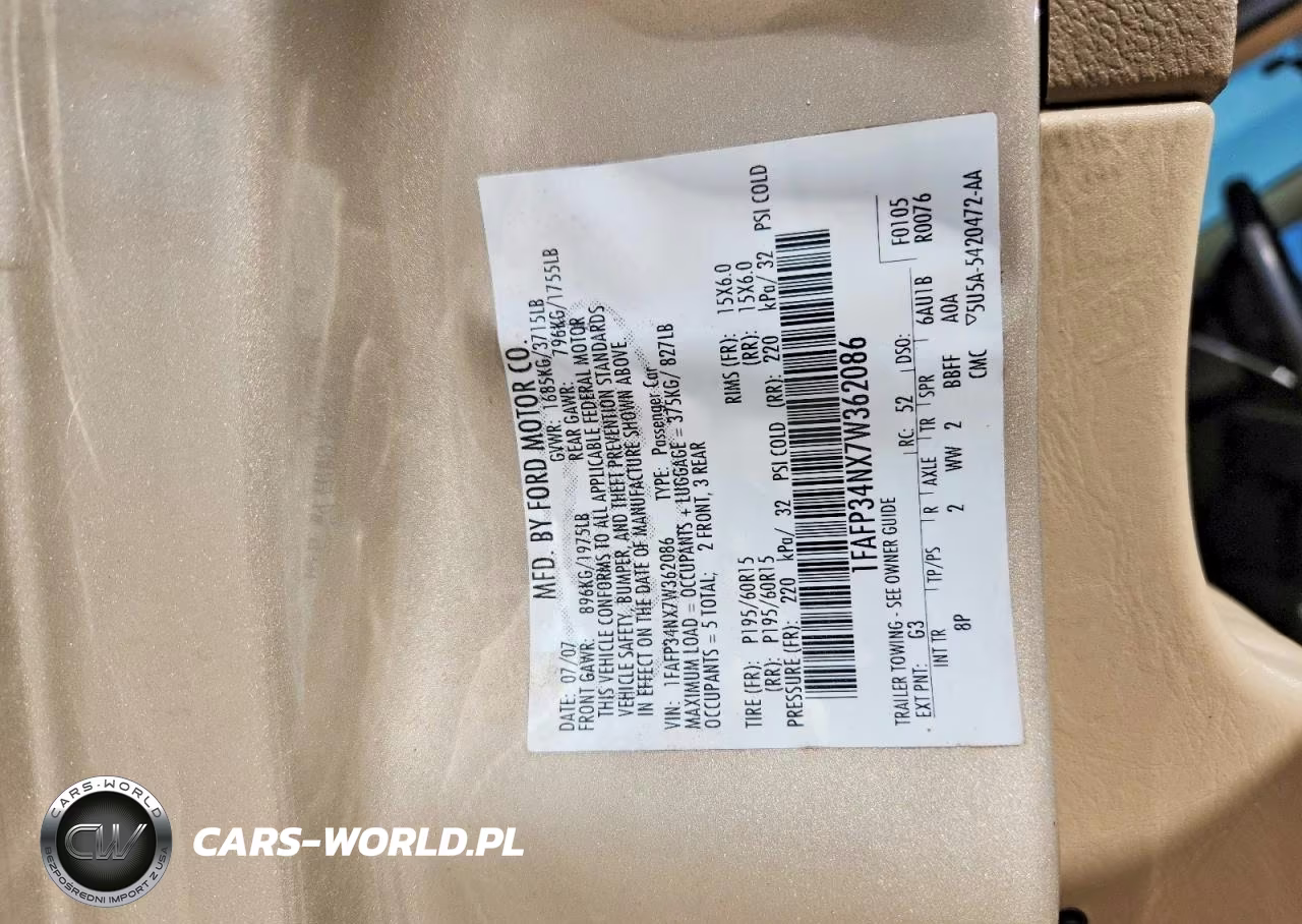 2007 Ford Focus Zx4 VIN:1FAFP34NX7W362086 - 12