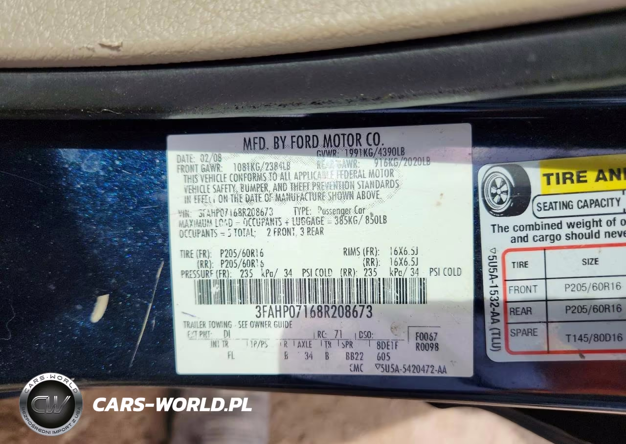 2008 Ford Fusion Se VIN:3FAHP07168R208673 - 12