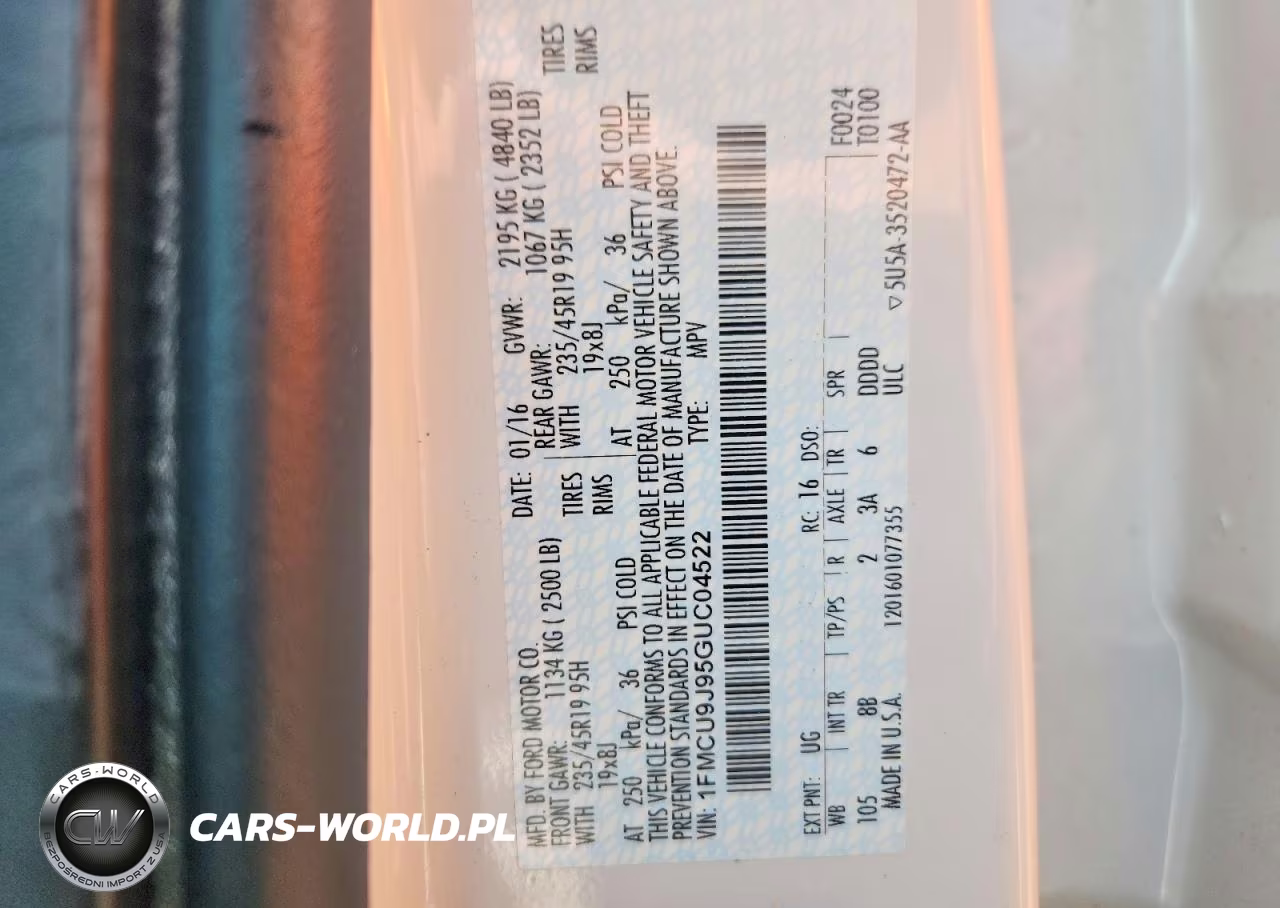 2016 Ford Escape VIN:1FMCU9J95GUC04522 - 13