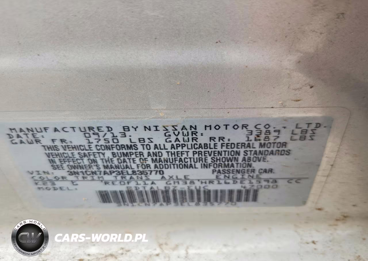 2014 Nissan Versa S VIN:3N1CN7AP3EL835770 - 12