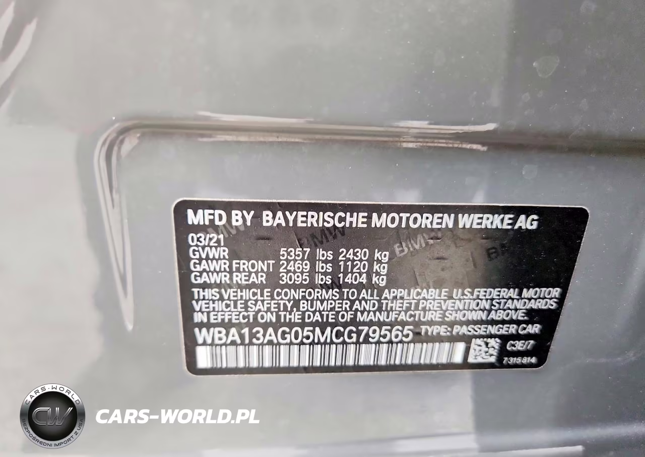 2021 BMW 530E VIN:WBA13AG05MCG79565 - 13