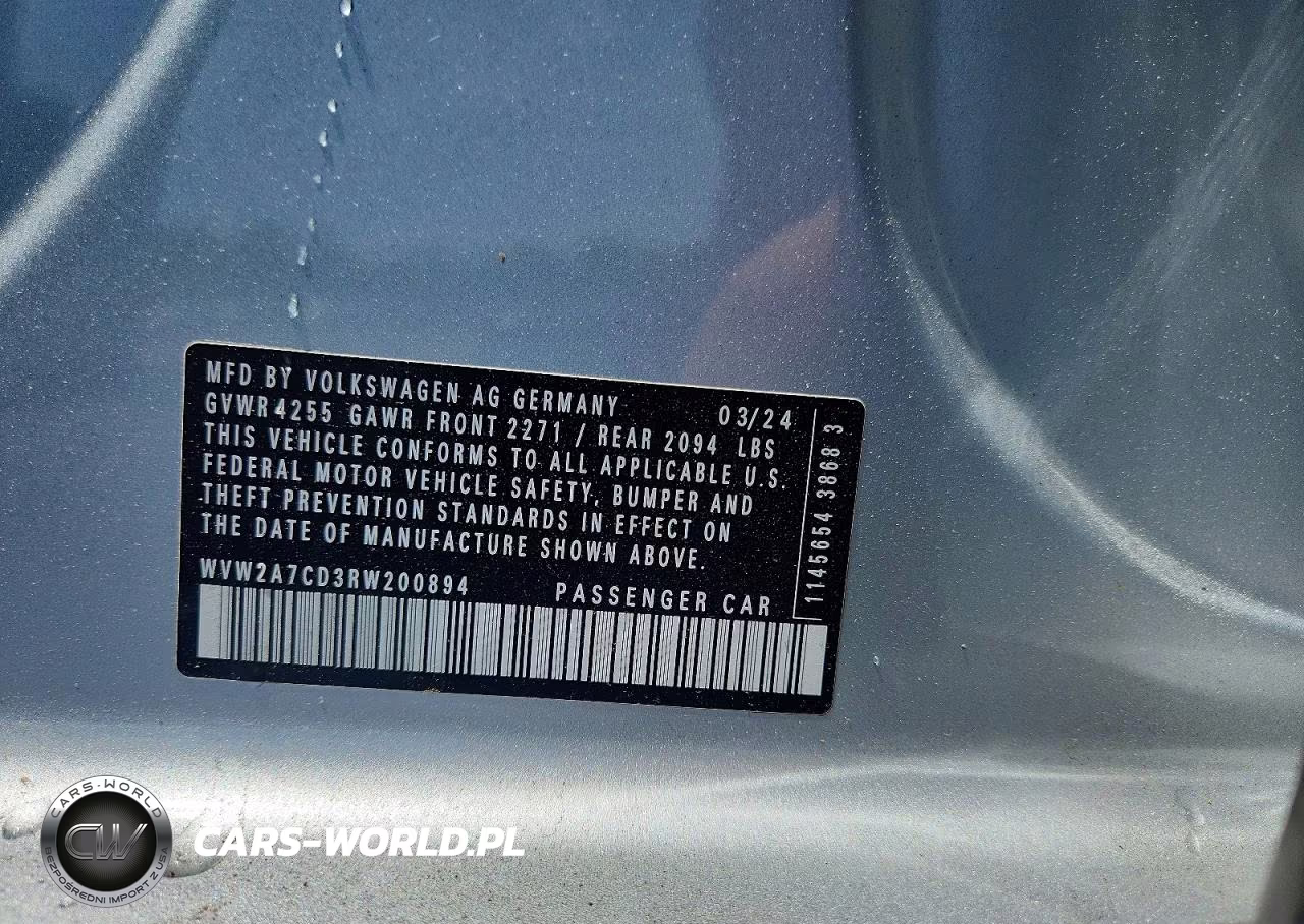 2024 Volkswagen Gti Se VIN:WVW2A7CD3RW200894 - 12