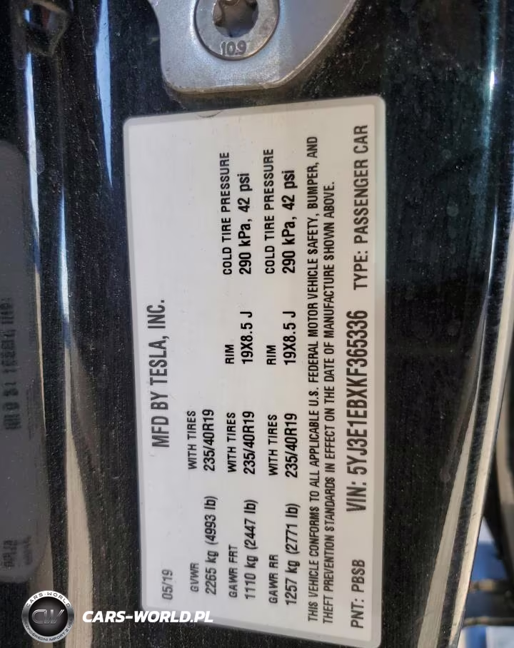 2019 Tesla Model 3 VIN:5YJ3E1EBXKF365336 - 13