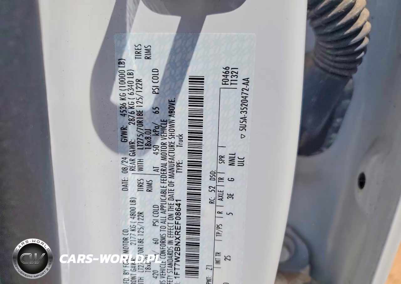 2024 Ford F250 Super Duty VIN:1FT7W2BNXREF08641 - 12