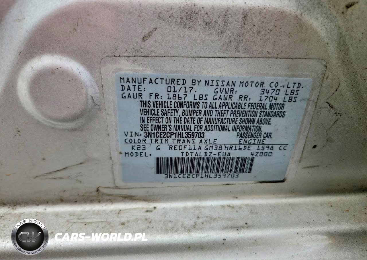 2017 Nissan Versa Note Sv VIN:3N1CE2CP1HL359703 - 13