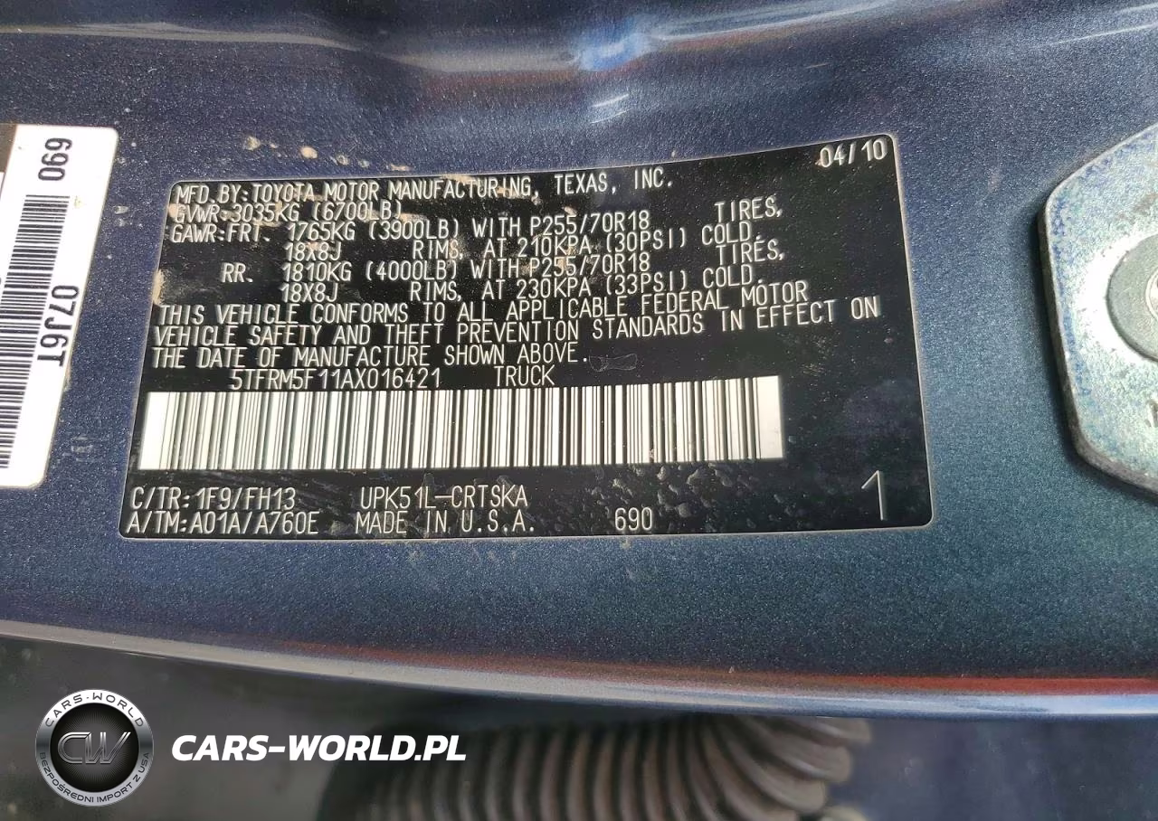 2010 Toyota Tundra Double Cab Sr5 VIN:5TFRM5F11AX016421 - 12