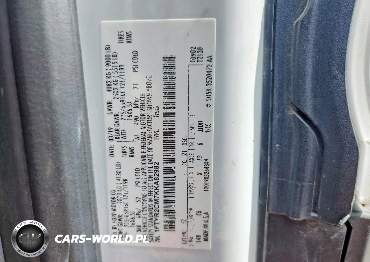 2019 Ford Transit T-250 VIN:1FTYR2CM7KKA82982 - 14