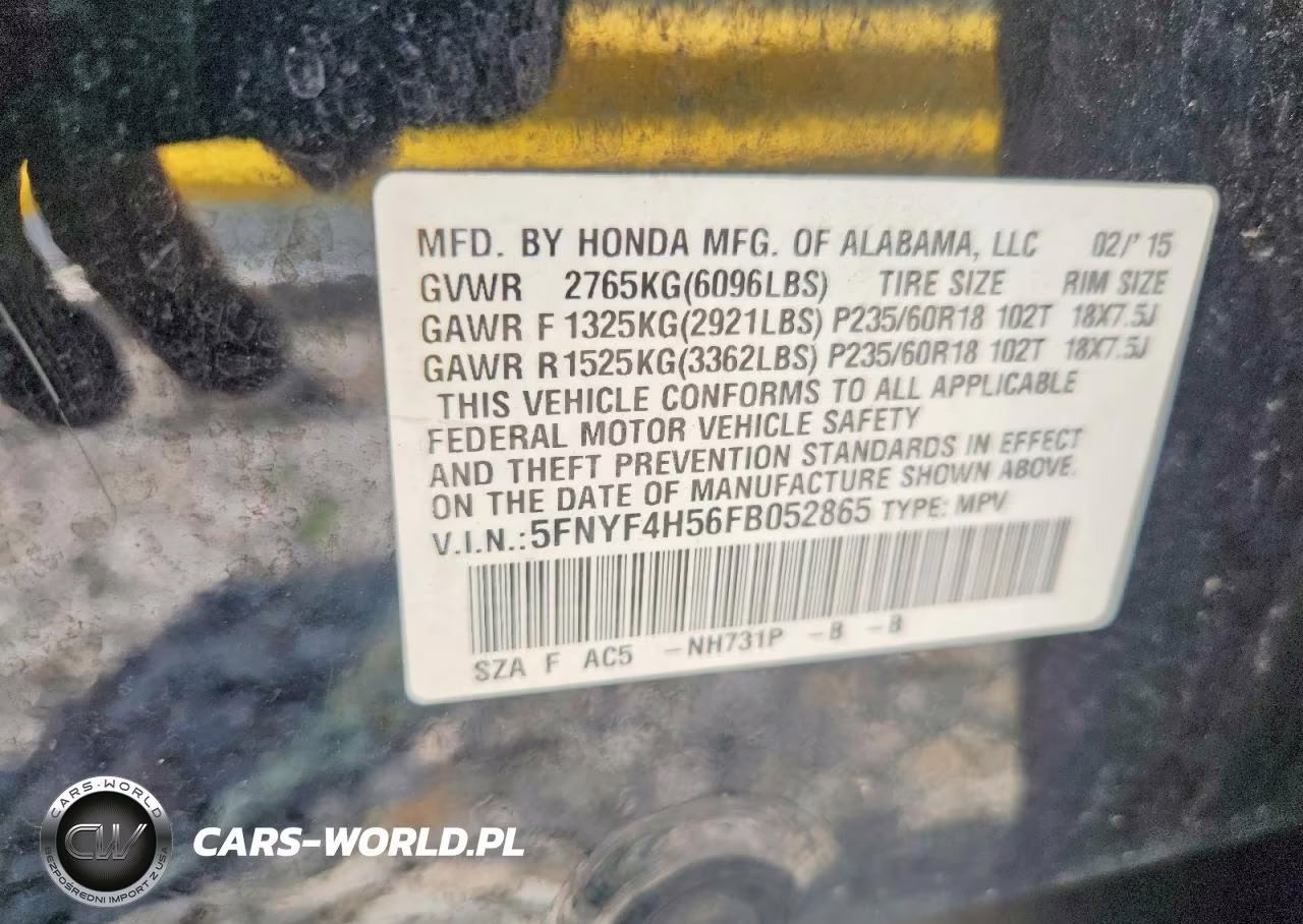 2015 Honda Pilot Exl VIN:5FNYF4H56FB052865 - 13