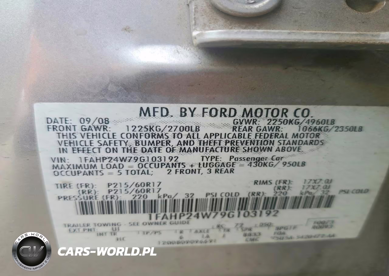 2009 Ford Taurus Sel VIN:1FAHP24W79G103192 - 12