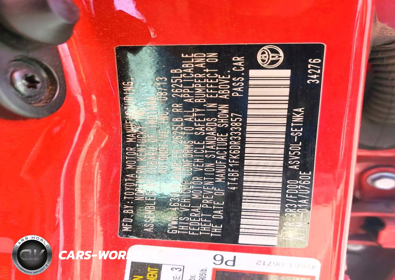 2013 Toyota Camry Le VIN:4T4BF1FK6DR333857 - 12