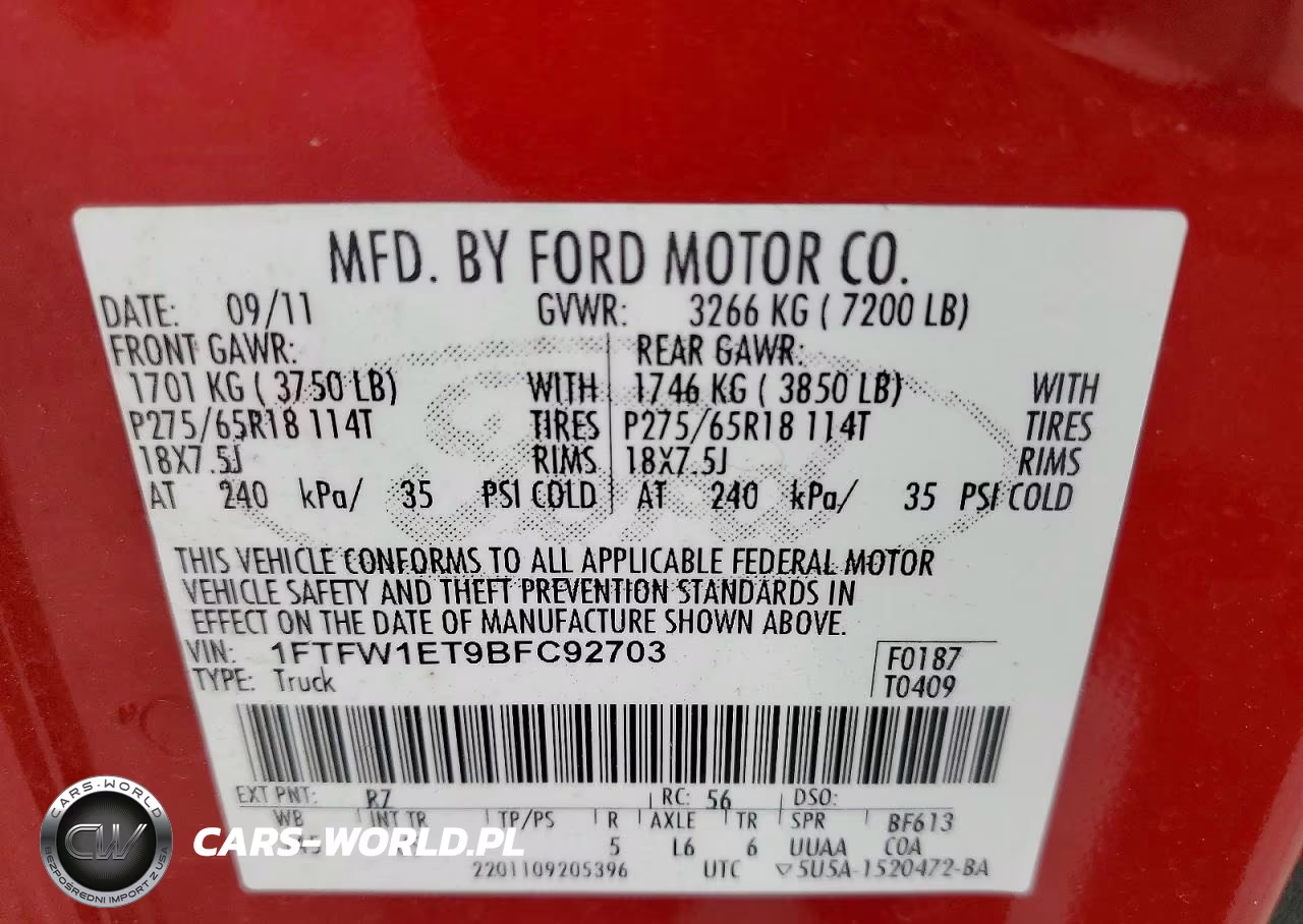 2011 Ford F150 Supercrew VIN:1FTFW1ET9BFC92703 - 12