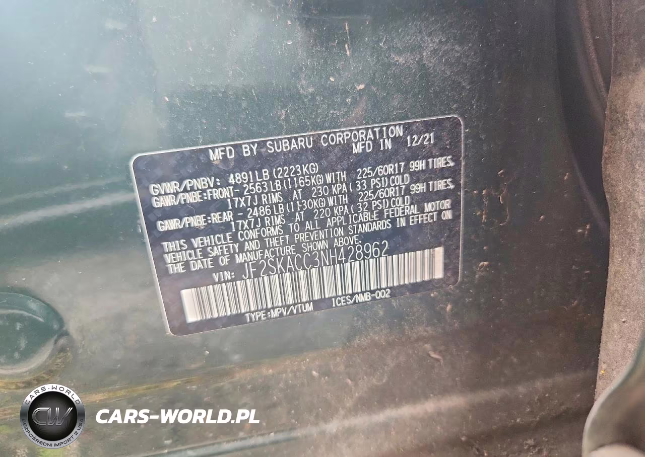 2022 Subaru Forester VIN:JF2SKACC3NH428962 - 13