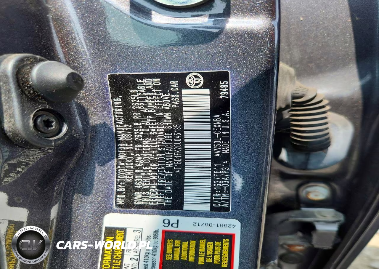 2012 Toyota Camry Hybrid Le VIN:4T1BD1FK2CU045185 - 12