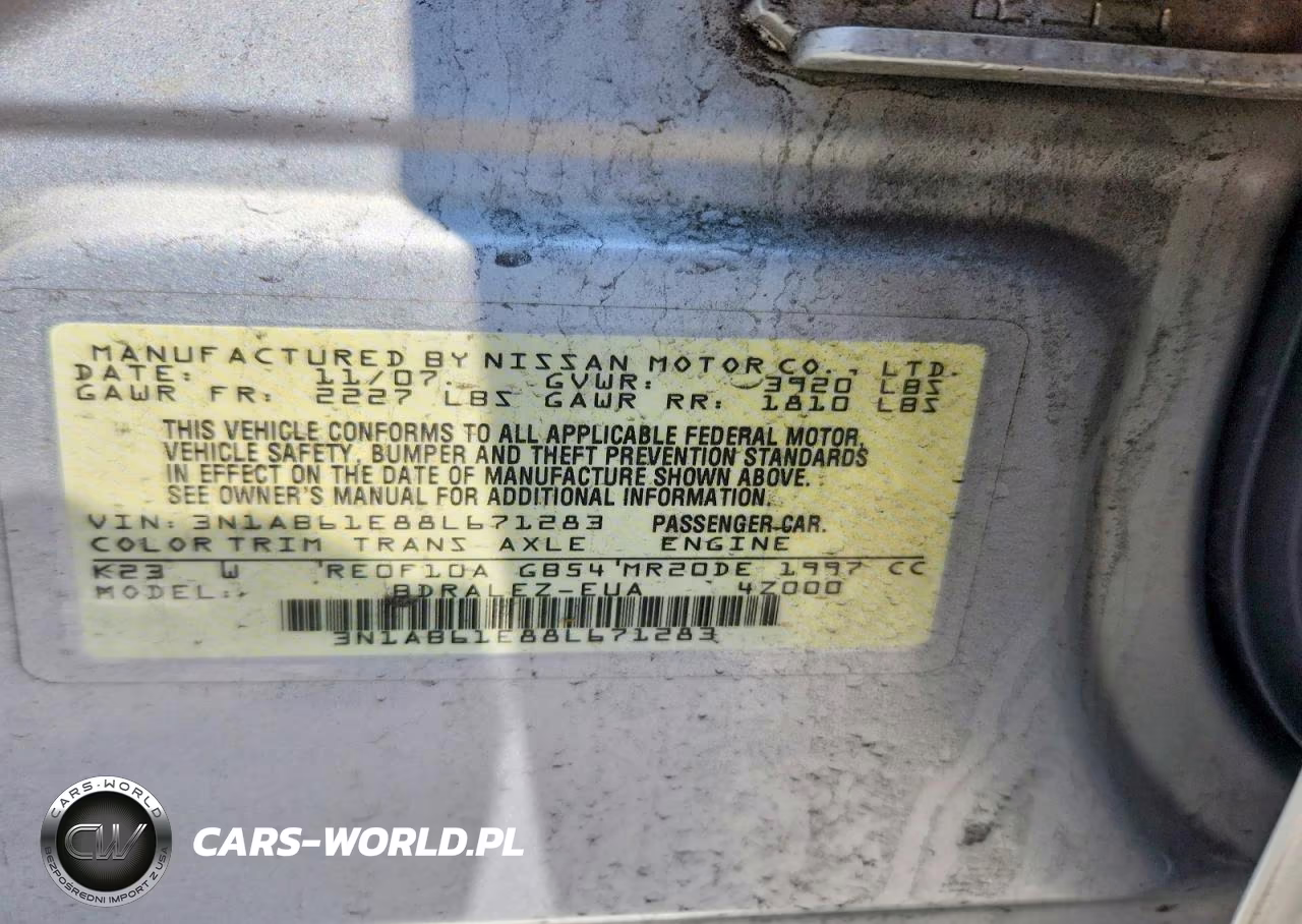 2008 Nissan Sentra 2.0 VIN:3N1AB61E88L671283 - 12