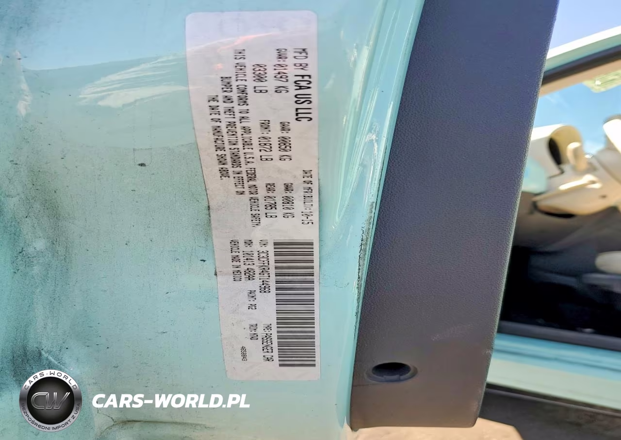 2016 Fiat 500 Easy VIN:3C3CFFKR4GT144968 - 12