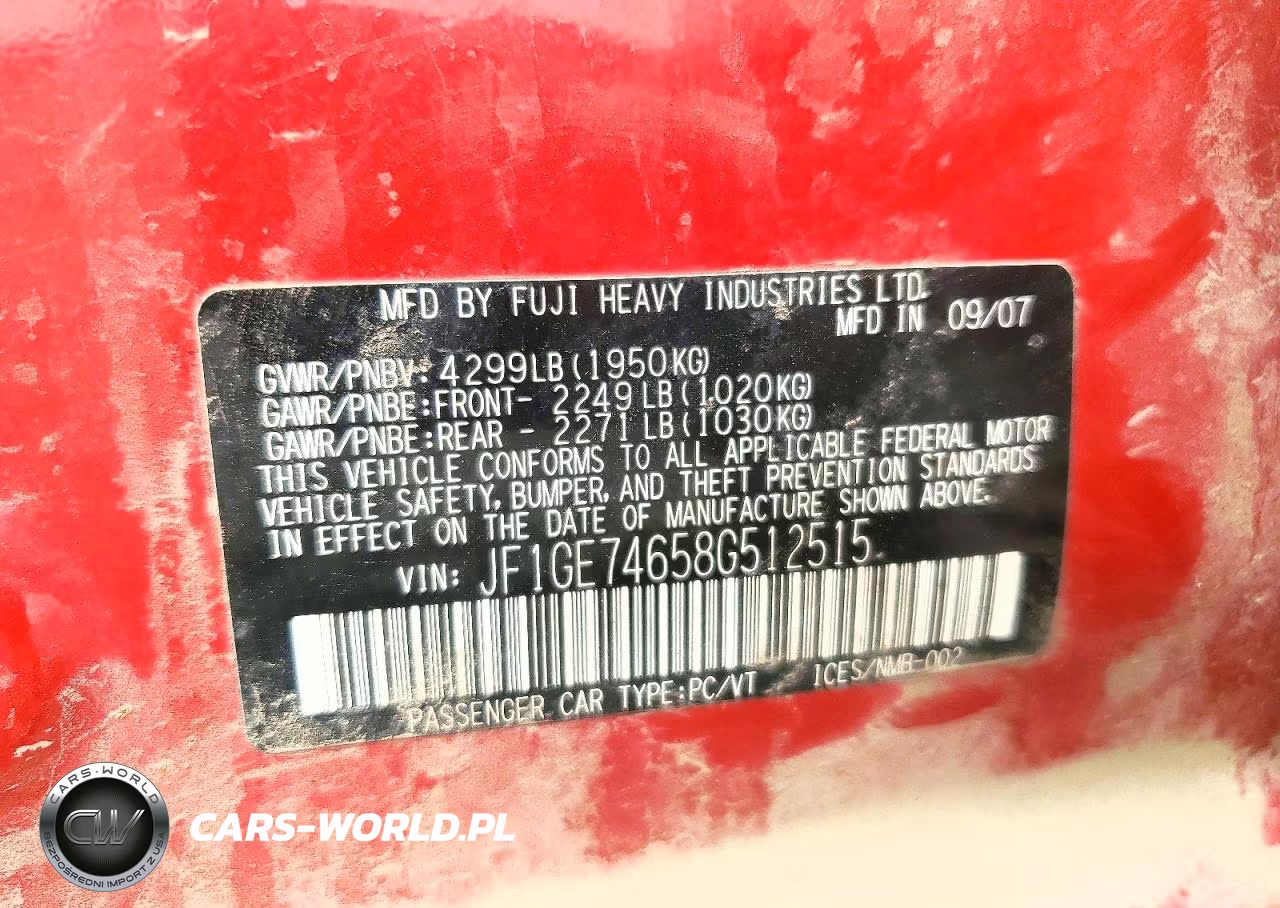 2008 Subaru Impreza Wrx VIN:JF1GE74658G512515 - 12