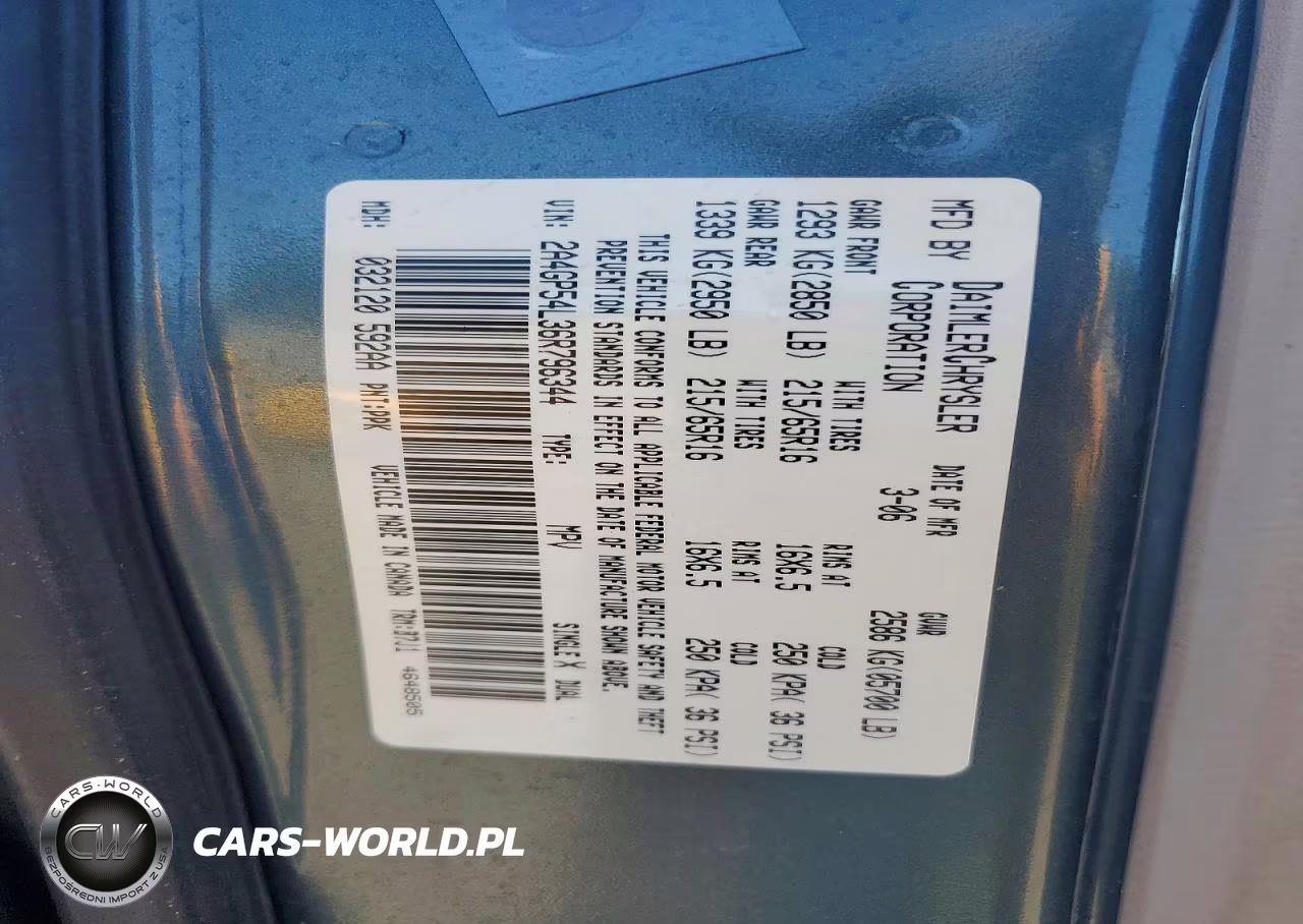 2006 Chrysler Town & Country Touring VIN:2A4GP54L36R796344 - 13