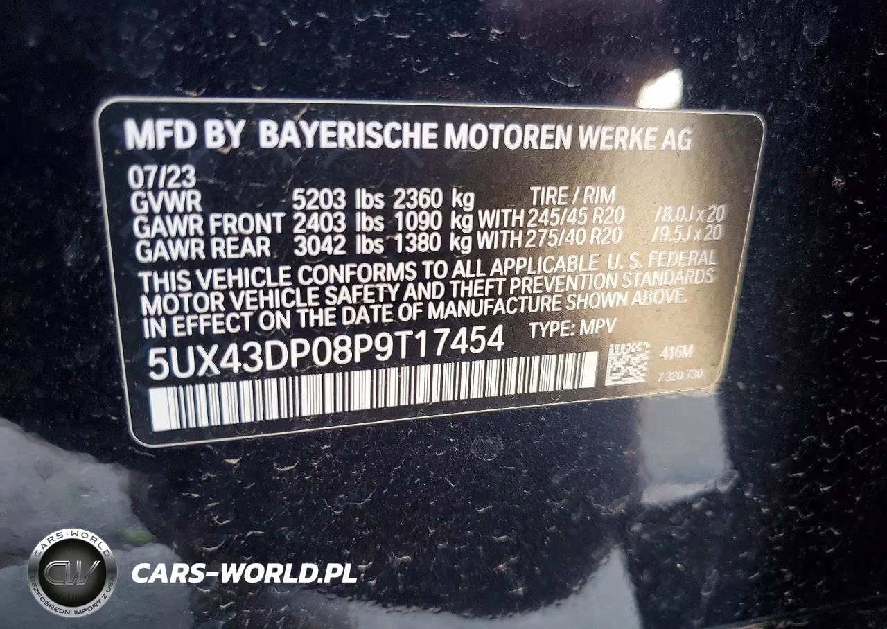 2023 BMW X3 Sdrive30I VIN:5UX43DP08P9T17454 - 12