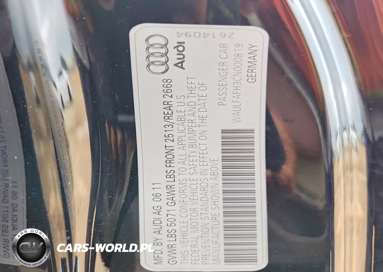 2012 Audi A5 Premium Plus VIN:WAULFAFH3CN000819 - 12
