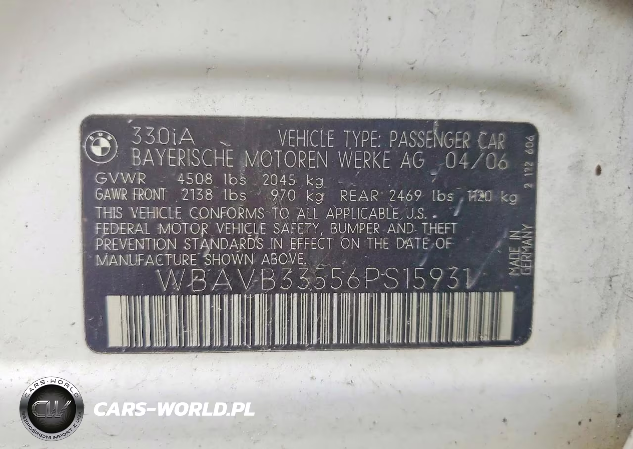 2006 BMW 330 I VIN:WBAVB33556PS15931 - 12
