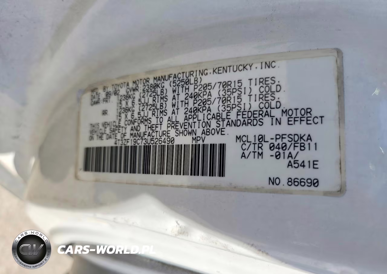 2003 Toyota Sienna Ce VIN:4T3ZF19C73U526490 - 13