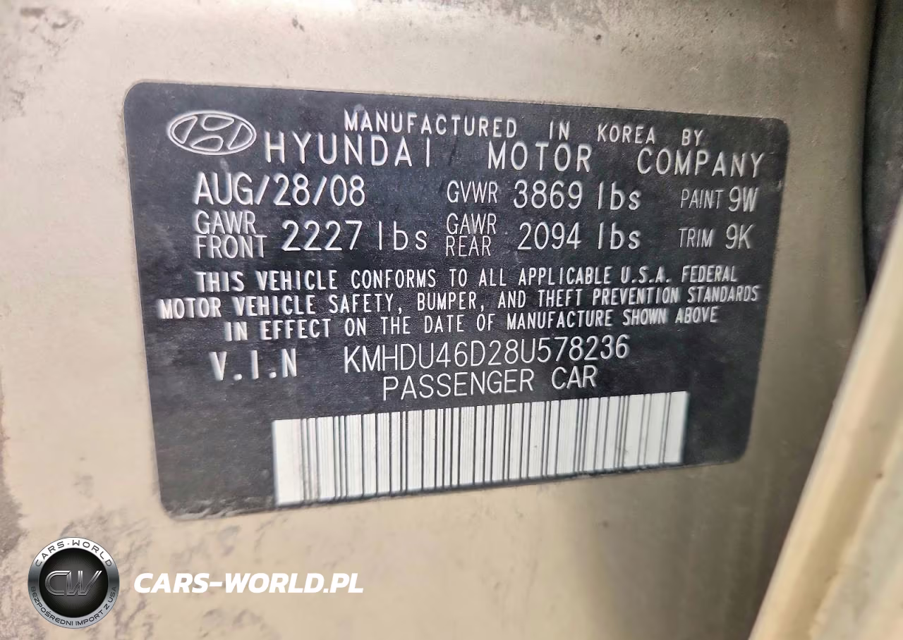 2008 Hyundai Elantra Gls VIN:KMHDU46D28U578236 - 12