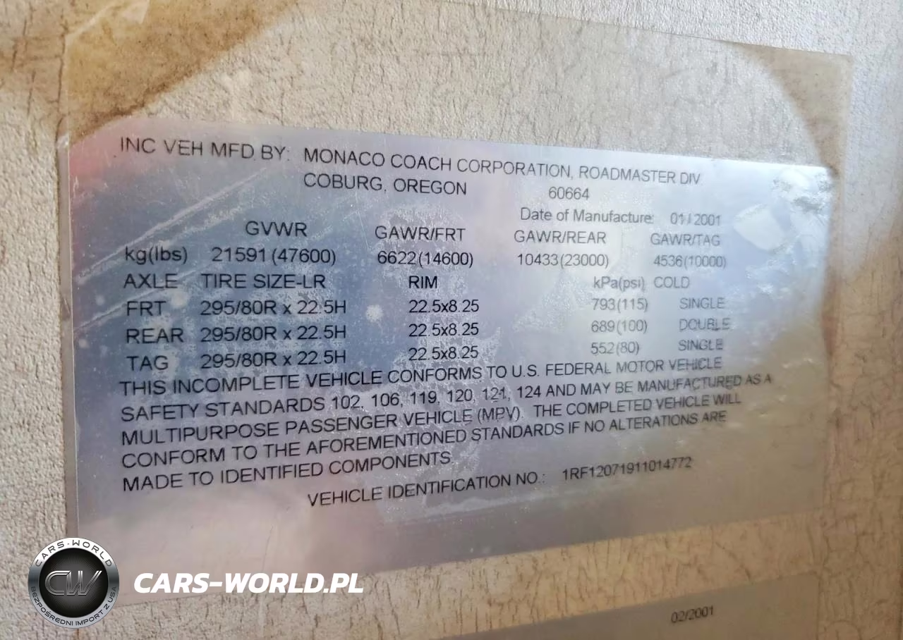 2001 Monaco Rv VIN:1RF12071911014772 - 10