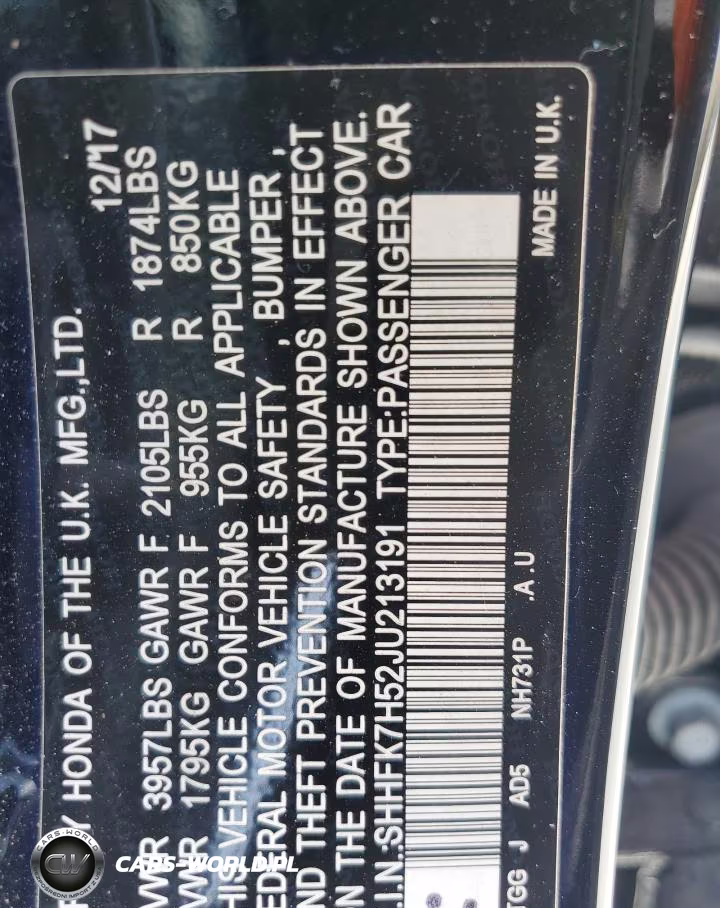 2018 Honda Civic Ex VIN:SHHFK7H52JU213191 - 13