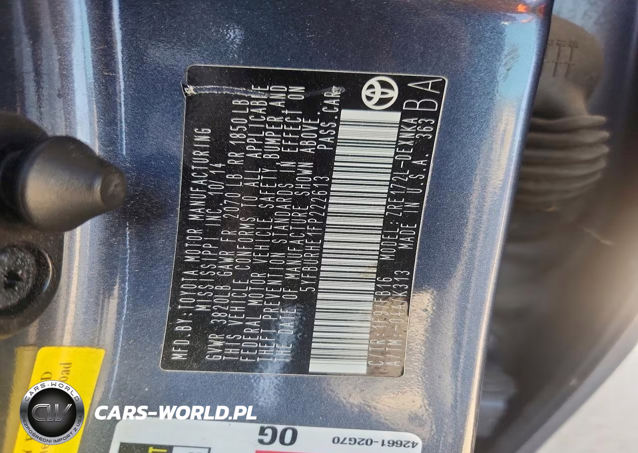 2015 Toyota Corolla Le VIN:5YFBURHE1FP222613 - 12