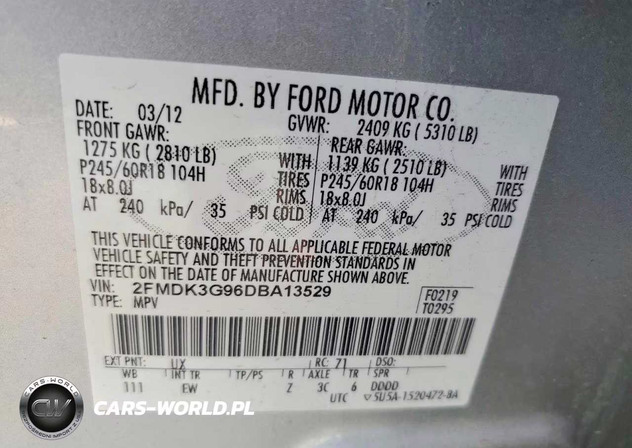 2011 Ford Edge Se VIN:2FMDK3G96DBA13529 - 13