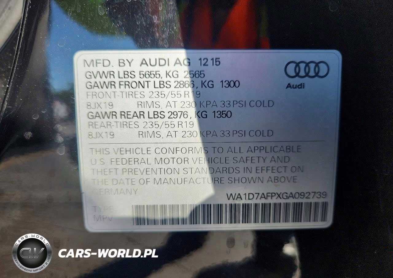 2016 Audi Q5 Premium Plus S-Line VIN:WA1D7AFPXGA092739 - 13