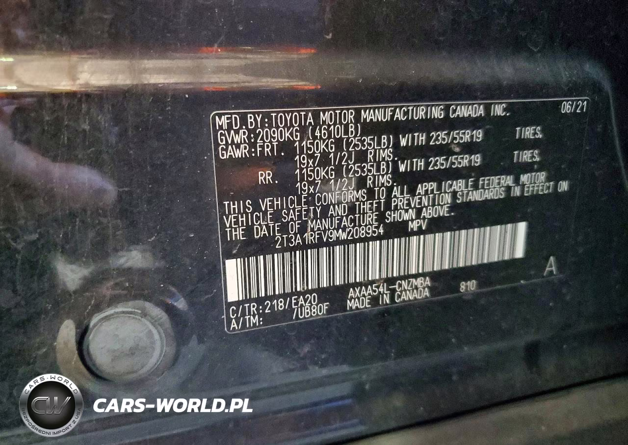2021 Toyota Rav4 Xle Premium VIN:2T3A1RFV9MW208954 - 13