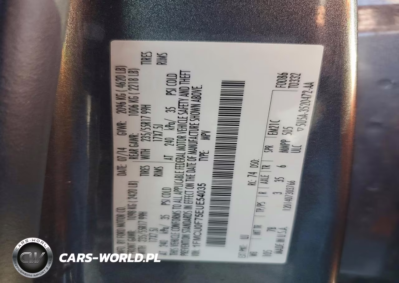 2014 Ford Escape S VIN:1FMCU0F75EUE54035 - 12