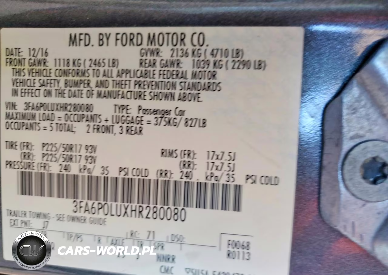 2017 Ford Fusion Se Hybrid VIN:3FA6P0LUXHR280080 - 12