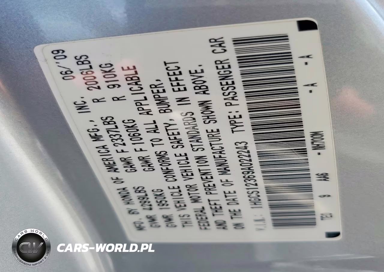 2009 Honda Accord Lx VIN:1HGCS12369A022243 - 12