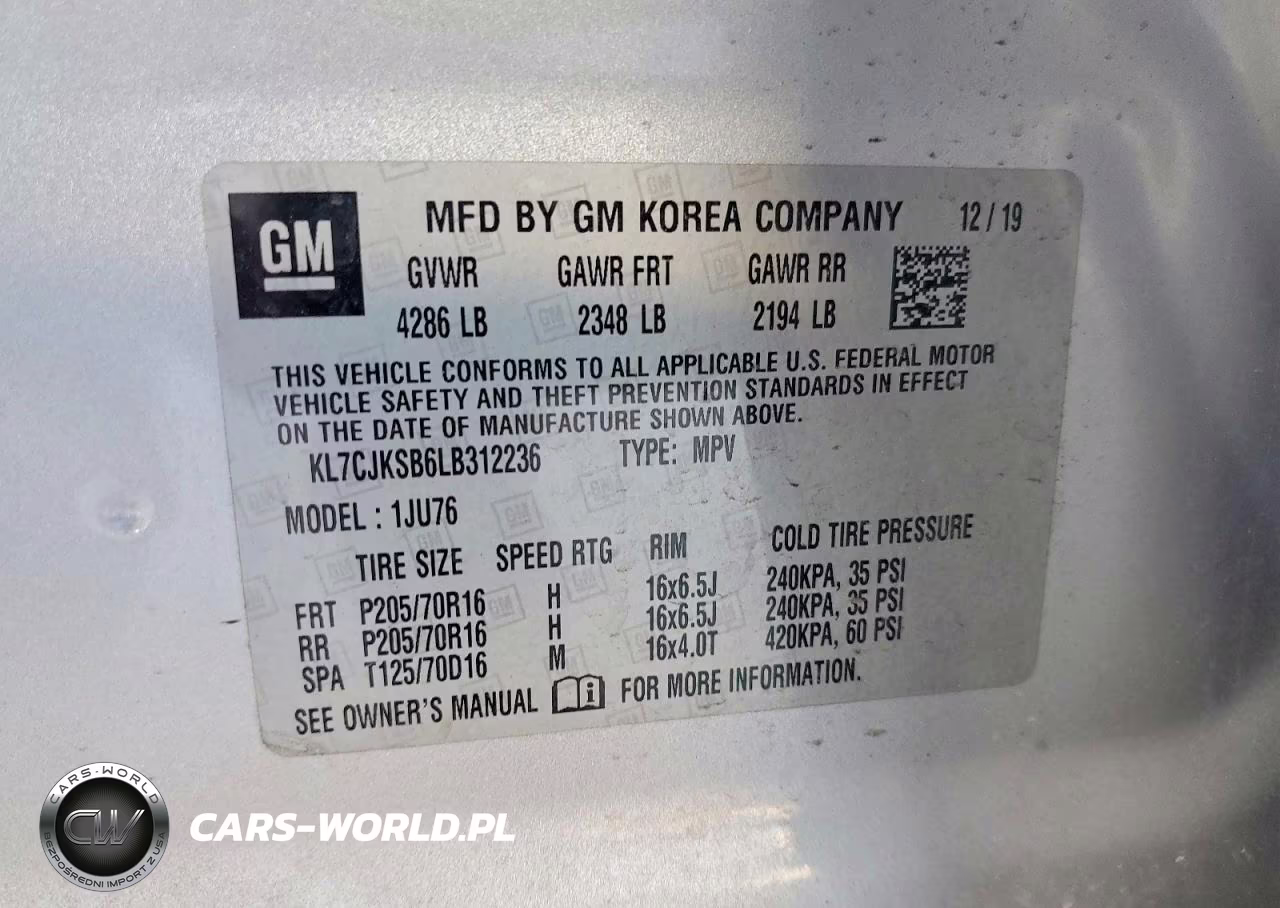 2020 Chevrolet Trax Ls VIN:KL7CJKSB6LB312236 - 13