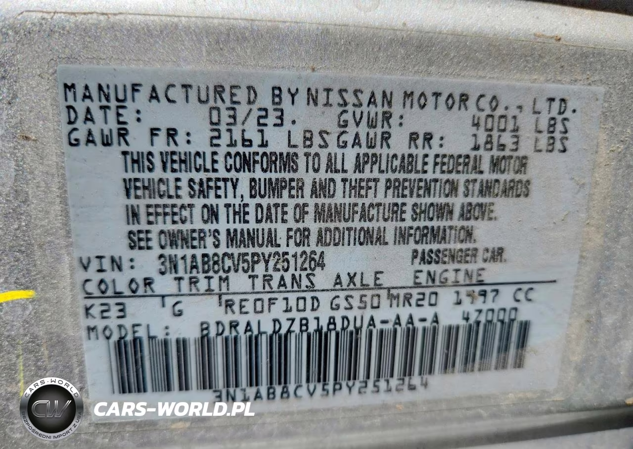 2023 Nissan Sentra Sv VIN:3N1AB8CV5PY251264 - 12