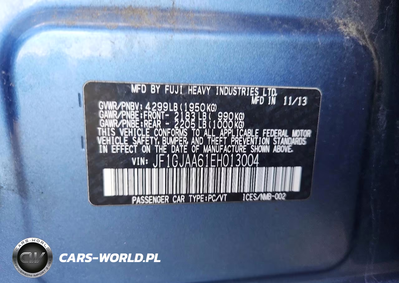 2014 Subaru Impreza VIN:JF1GJAA61EH013004 - 12