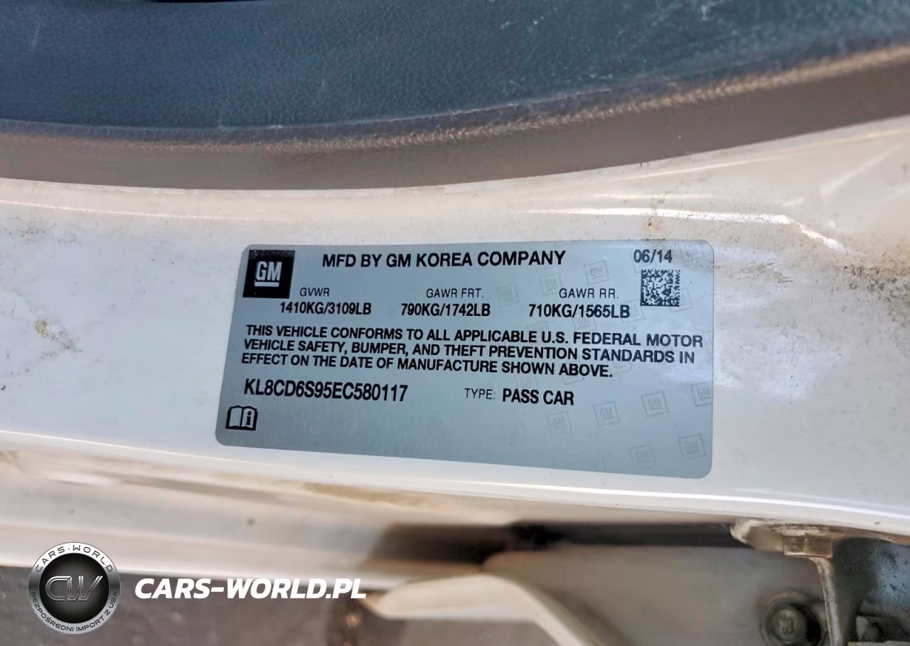 2014 Chevrolet Spark 1Lt VIN:KL8CD6S95EC580117 - 12
