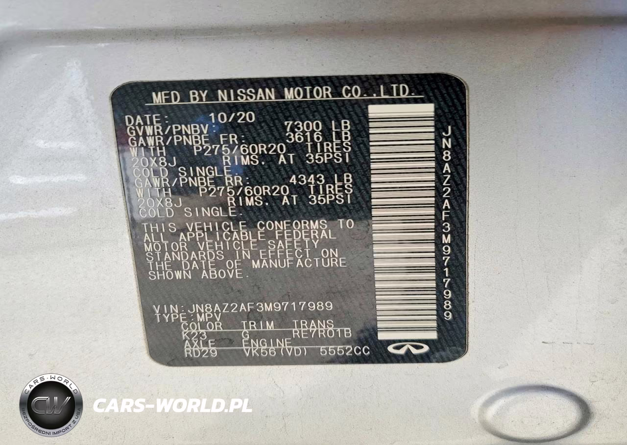 2021 Infiniti Qx80 Luxe VIN:JN8AZ2AF3M9717989 - 13