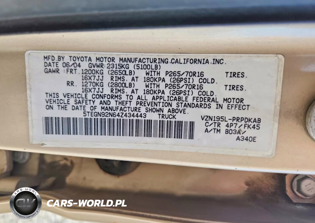 2004 Toyota Tacoma Prerunner V6 VIN:5TEGN92N64Z434443 - 12